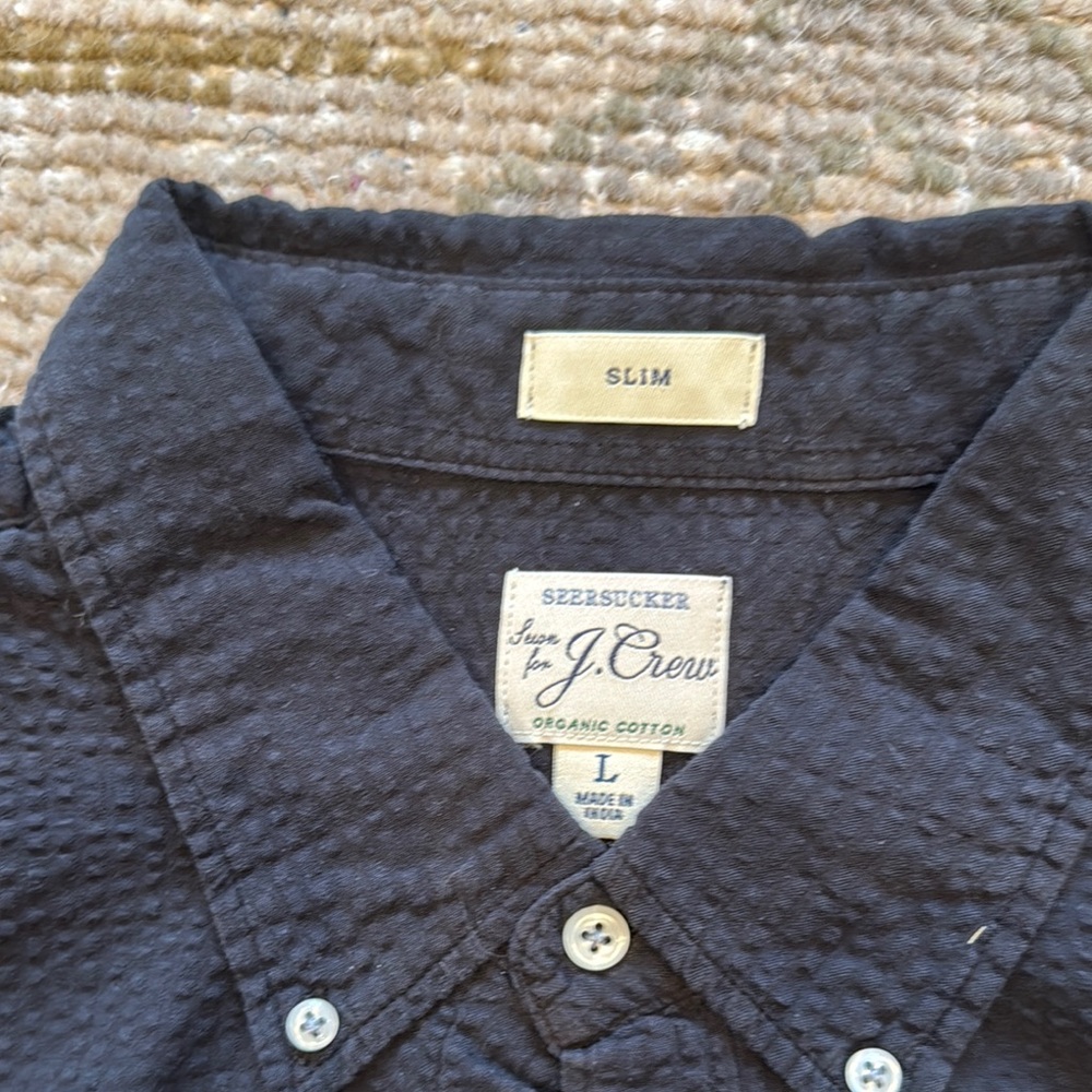 J. Crew Summer Weight Black Seersucker Short Sleeve Shirt - Picture 6 of 6